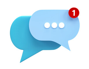 3D rendering, Chat bubble icon isolated on transparent background