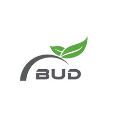 BUD letter nature logo design on white background. BUD creative initials letter leaf logo concept. BUD letter design.
