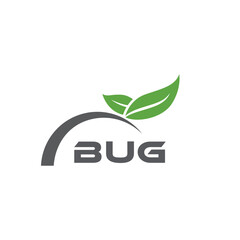 BUG letter nature logo design on white background. BUG creative initials letter leaf logo concept. BUG letter design.
