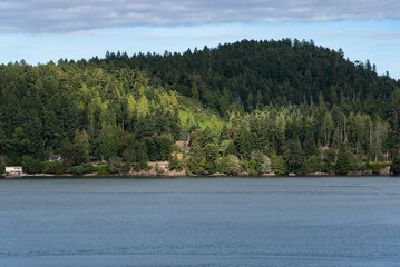 Forst covered island in the Pacific Ocean near Canada