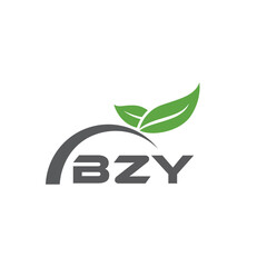 BZY letter nature logo design on white background. BZY creative initials letter leaf logo concept. BZY letter design.