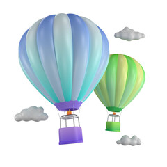 Hot air balloon 3D illustration