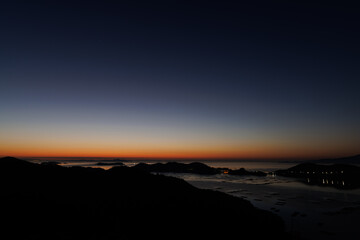 日本の岡山県瀬戸内市の迫門の曙の美しい朝日