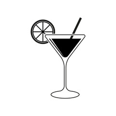 Vector monochrome cocktail icon on a white background.
