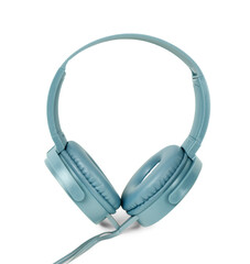 Wired headphones on white background