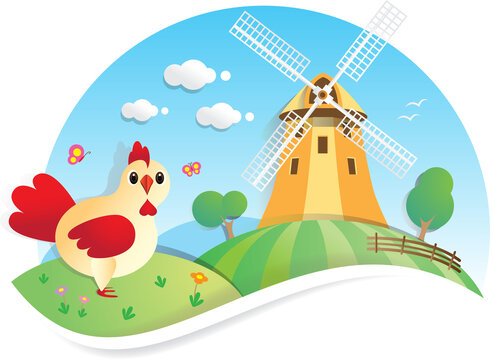 Farm cartoon background  vector illustration