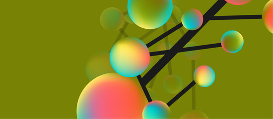 Line points connections geometric landing page background. Fluid circles and spheres with liquid gradients. Vector Illustration For Wallpaper, Banner, Background, Card, Book Illustration, landing page