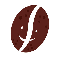 Vector icon coffee bean with good mood, side view the face of two people with smiling, simple design for business identity, flat color. Isolated design on white background.