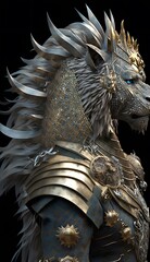 lion with armor created using AI Generative Technology
