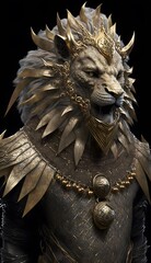 lion with armor created using AI Generative Technology