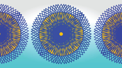 Vector illustration blue and yellow circle mandala isolated on colorful background. use for wallpaper, business, banner, etc.