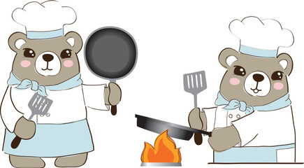 cartoon cooking elements bear chef