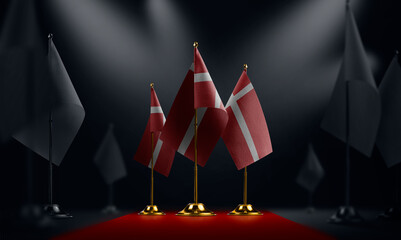 The Denmark national flag on the red carpet