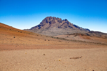 A view of Mawenzi peak from base camp of Mount Kilimanjaro, Tanzania.