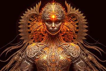 Fantastic solar goddess. Post-processed generative AI