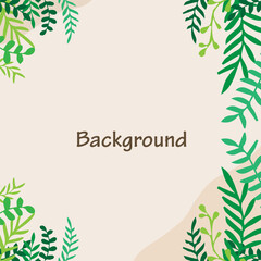 Fototapeta na wymiar Spring green square backgrounds. Minimalistic style with floral elements and texture. Editable vector template for card, banner, invitation, social media post, poster, mobile apps, web ads