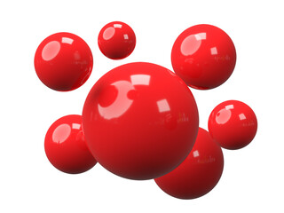 3D rendering, Flying red spheres ball isolated on transparent background