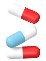 3D rendering, Medicine capsules isolated on transparent background
