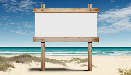A portrait of a vintage rustic wooden sign on the beach clipart generated by AI