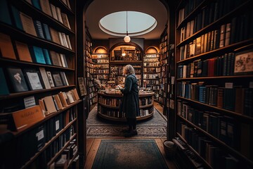 Library of books in a bookstore, Generative AI