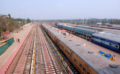 Fototapeta na wymiar Agartala,tripura,India- 09th February 2023 : Inside view of agartala railway station.Excellence of Indian Railways