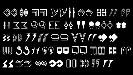 Abstract Set Collection Black Quotemarks Speech Punctuation Excerpt Remarks Icons Vector Design Style