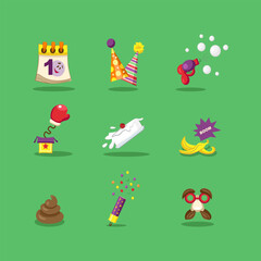 Festive collage for April Fool's Day celebration on green background