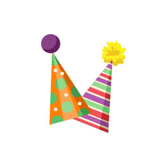 Bright party hats on white background