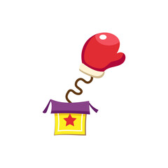 Jack-in-the-box with boxing glove on white background