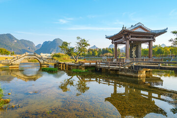 Scenery of Longtan Wetland Park, Jingxi, Guangxi, China.Chinese translation: Goose