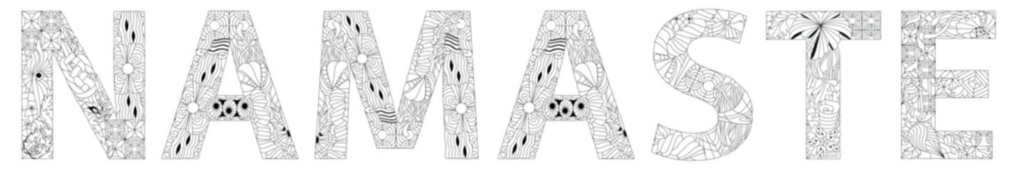 Word NAMASTE for coloring. Vector decorative zentangle object for any purpose