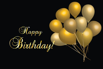 Happy birthday gold balloons luxury card background with copy space vector image design