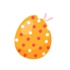 Cute Rabbit Hide Behind Giant Colorful Easter Egg Illustration, Transparent
