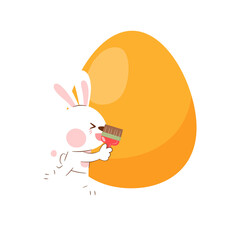 Rabbit Painting Easter Egg, Illustration, Transparent