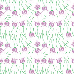 Seamless floral pattern. Doodle background with flowers. Spring pattern