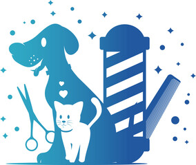 Pet Grooming , Dog and cat silhouette Vector illustration