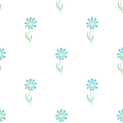 Seamless floral pattern. Doodle background with flowers. Spring pattern