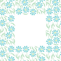 Seamless floral frame. Doodle background with flowers. Spring pattern