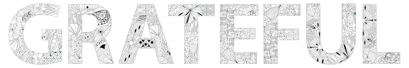 Fototapeta premium GRATEFUL hand drawn modern design vector illustration for coloring.