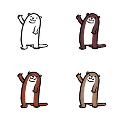 カワウソ イラスト セット