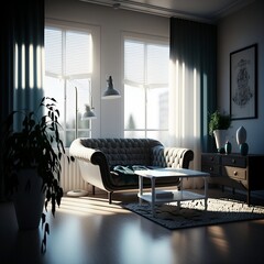 Living room art deco style, Ai Generative.