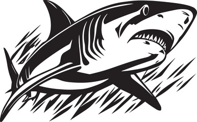 Great White Shark Logo Monochrome Design 
