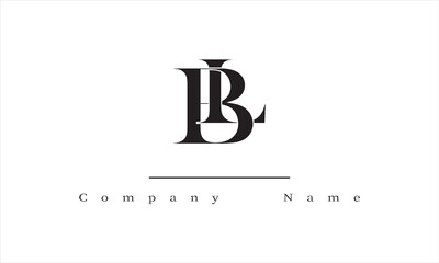 BL or LB Minimal Logo Design Vector Art Illustration