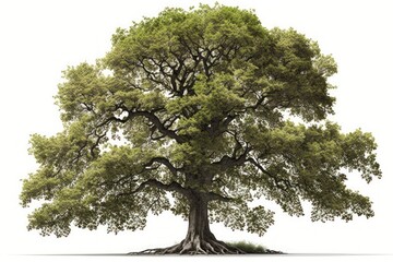 Ai generate Tree oak isolated on a white background. - obrazy, fototapety, plakaty