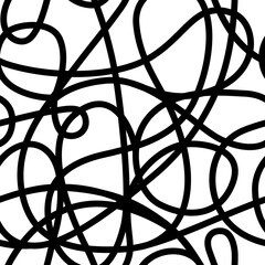 black and white doodle thread tangle seamless pattern for fabric or wrapping paper