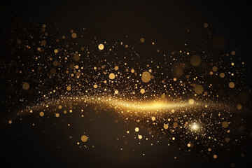Gold Glitters Light On Dark Background. Generative AI.