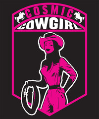 Cosmic Cowgirl -Cowgirl Custom, Typography, Print, Vector, Template Design