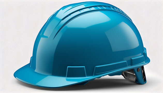 blue hard hat, Modern blue hard hat protective safety helmet with drop shadow isolated