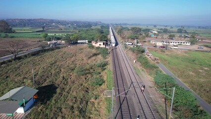 The Solapur Mumbai Vande Bharat heading towards Mumbai, shot at Uruli near Pune India.