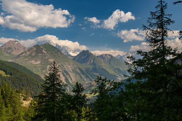 The beautiful mountains and lakes over La Thuile in a summer day